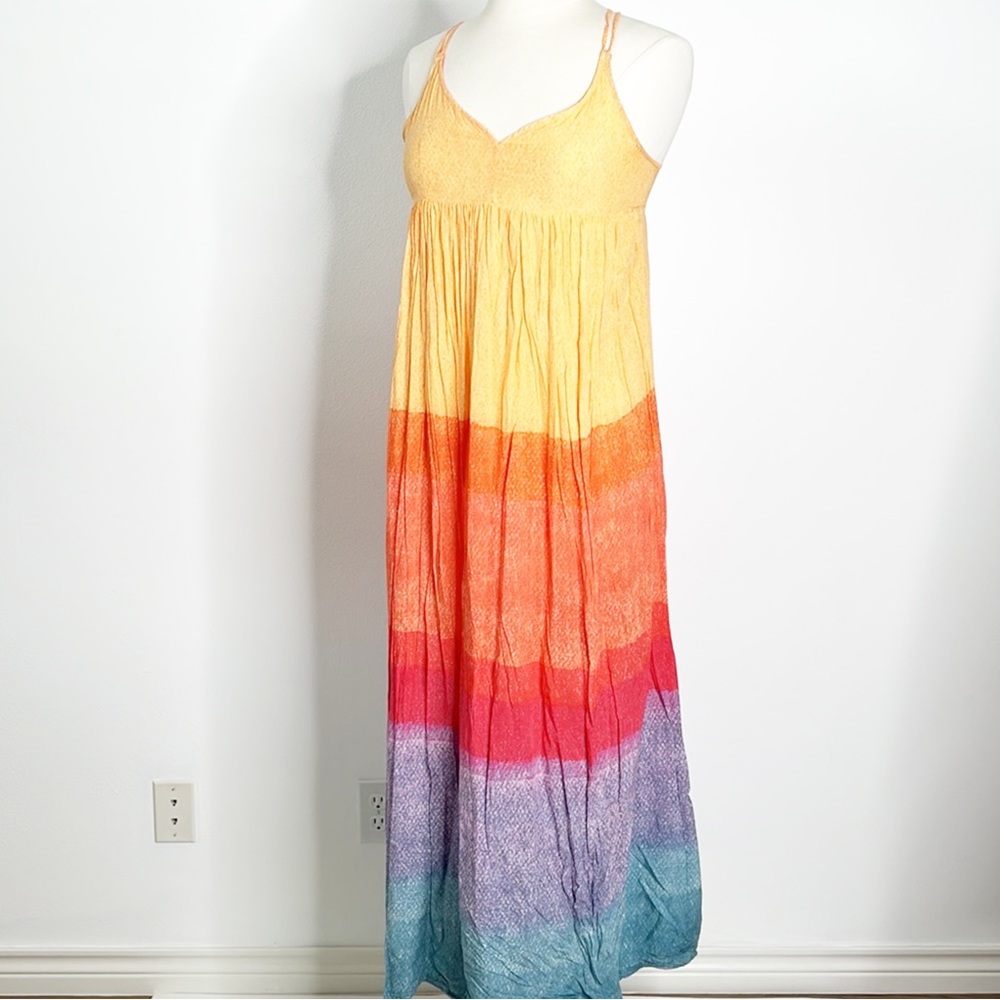 Anthropologie Carla Weeks Bohemian Sunset Rainbow Maxi Dress Size Small - Picture 9 of 12